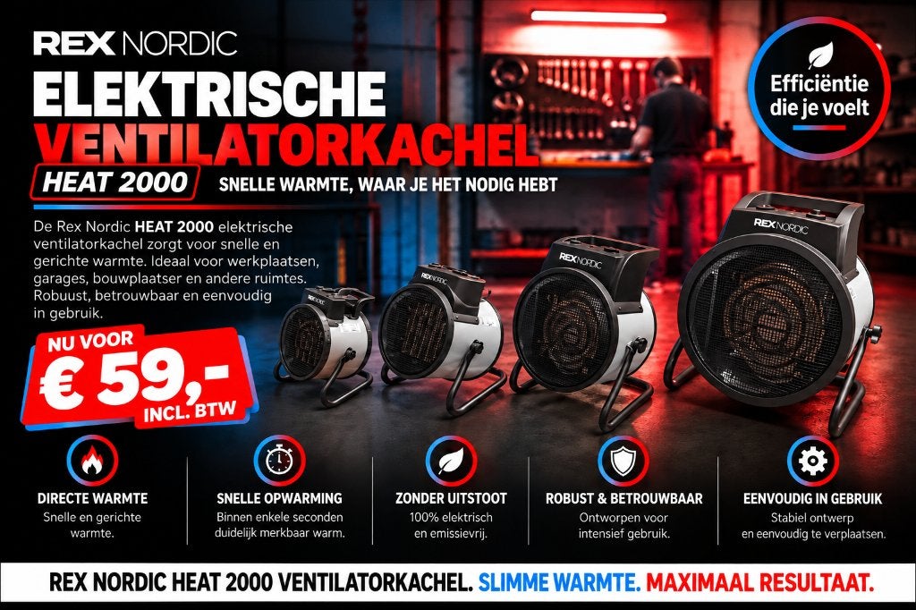 Airrex compacte HEAT 2000 keramische ventilatorkachel, Ophalen of Verzenden, Nieuw, Carport