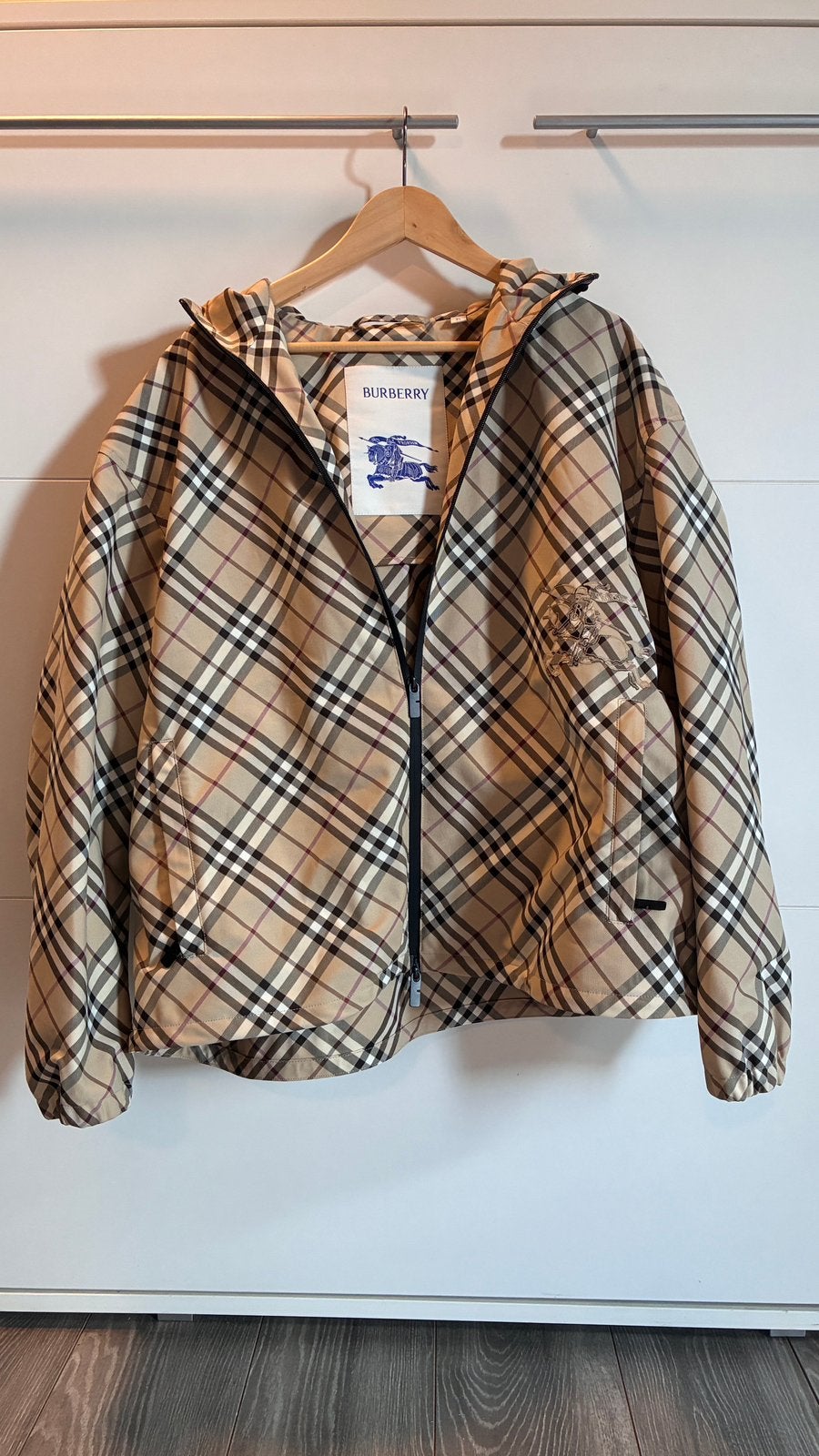 Burberry Check Windbreaker Jas XL Beige, Ophalen of Verzenden, Zo goed als nieuw, Maat 56/58 (XL), Beige