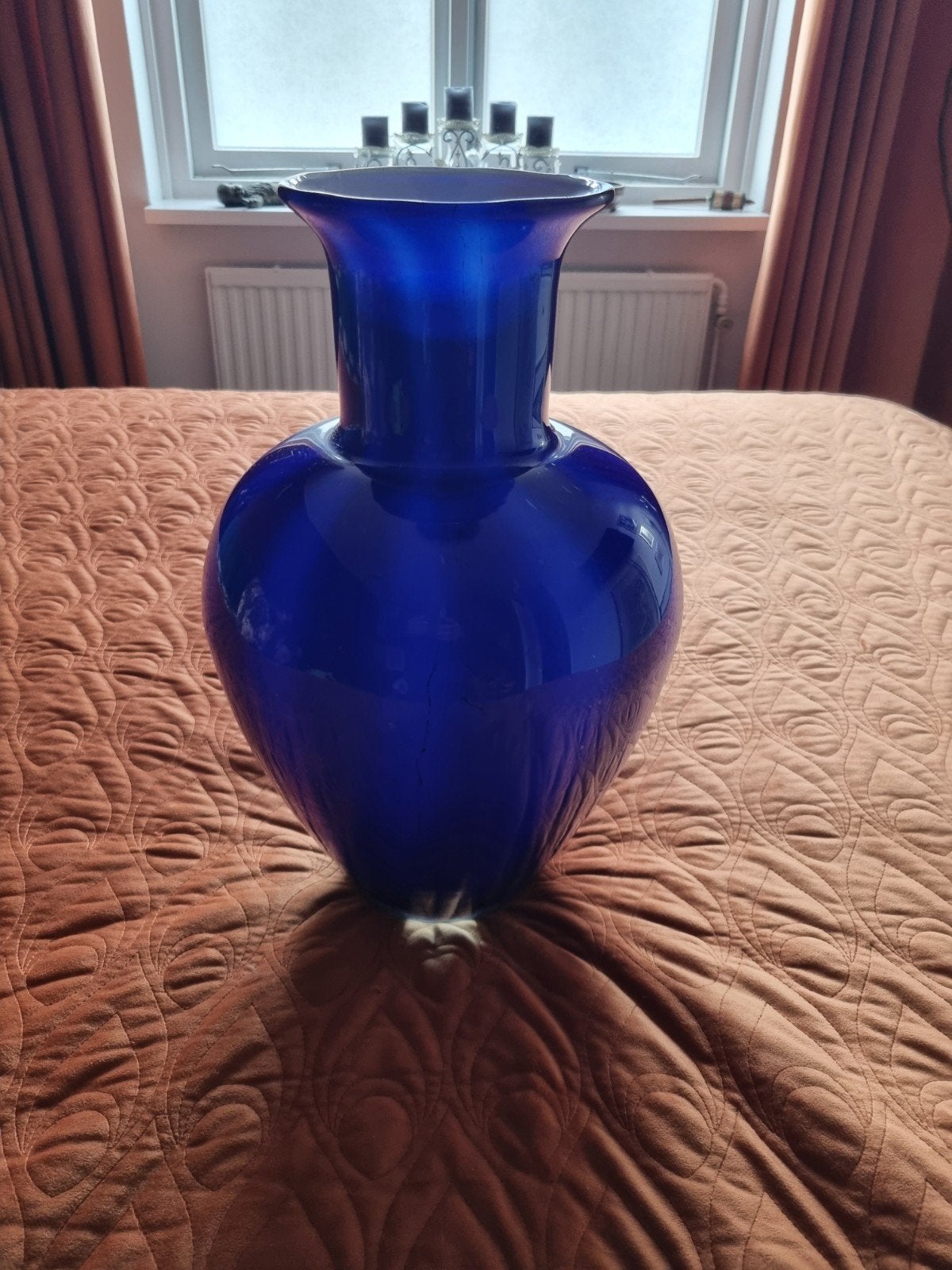 Glazen Urn Vaas Kobaltblauw Mid-Century Design, Ophalen of Verzenden