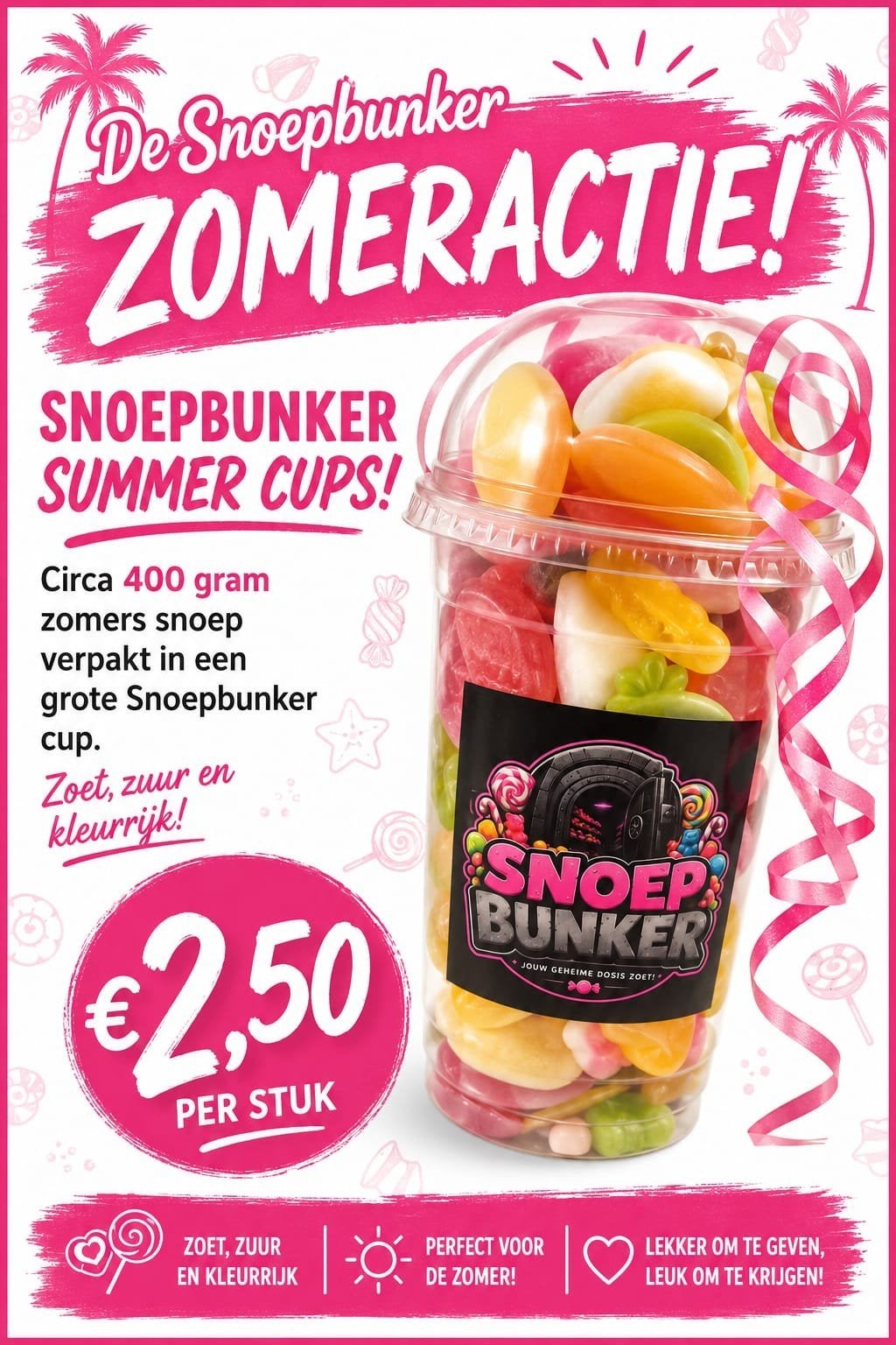 Snoepbeker 400 gram actie 2.50 euro snoep, Ophalen of Verzenden