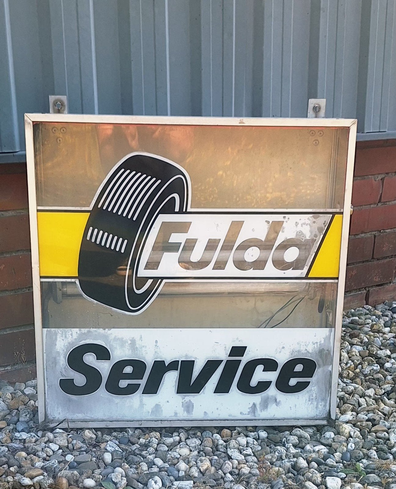 Vintage Fulda Service lichtbak reclamebord⛽️, Verzamelen, Ophalen, Gebruikt, ., Lichtbak of (neon) lamp
