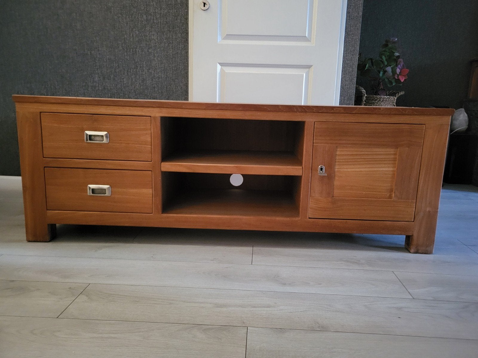 mooie teak televisiekast., Ophalen, 50 tot 100 cm, Zo goed als nieuw, Minder dan 100 cm