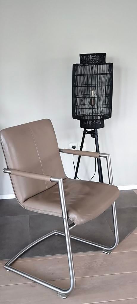 6 Henders & Hazes leren eetkamerstoelen, Huis en Inrichting, Gebruikt, Overige kleuren, Leer, Ophalen of Verzenden
