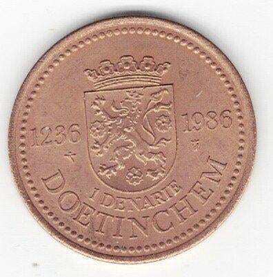 26-868 Nederland, Doetinchem 1 denarie 1986, Postzegels en Munten, Penningen en Medailles, Ophalen of Verzenden, Overige materialen