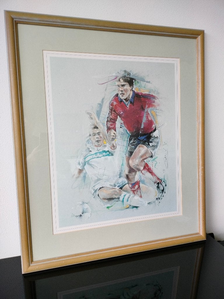Zeefdruk Twan van de Vorstenbosch Voetbal Sliding Gesigneerd, Antiek en Kunst, Kunst | Litho's en Zeefdrukken, Ophalen