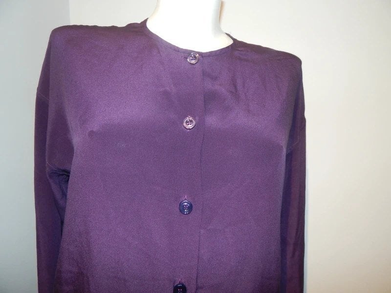 Pauw Amsterdam aubergine zijde blouse knopen 36/38, Verzenden, Paars, Pauw, Zo goed als nieuw