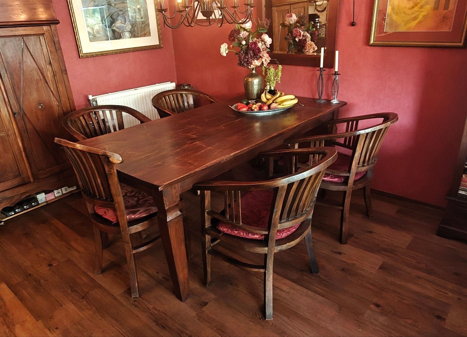 Robuuste houten eettafel 200x100 cm, goed onderhouden, Ophalen, Gebruikt, 100 tot 150 cm, 150 tot 200 cm