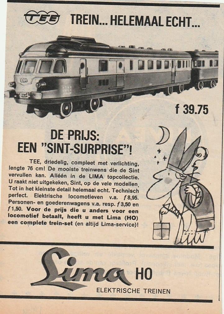Retro reclame 1964 Lima modeltrein TEE Sinterklaas, Verzenden, Overige typen