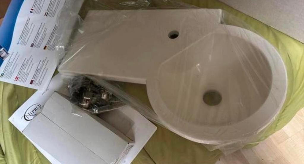 Nipro fontana fontein set wasbak incl kast en sifon esdoorn, Huis en Inrichting, Badkamer | Badkamermeubels, Ophalen, Minder dan 50 cm