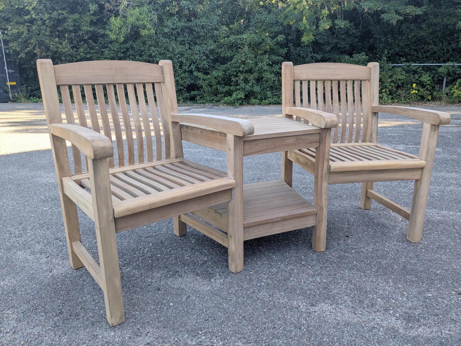Stevige Teakhouten Loveseat Tuinbank Tête-à-tête, Ophalen, Nieuw, Teakhout