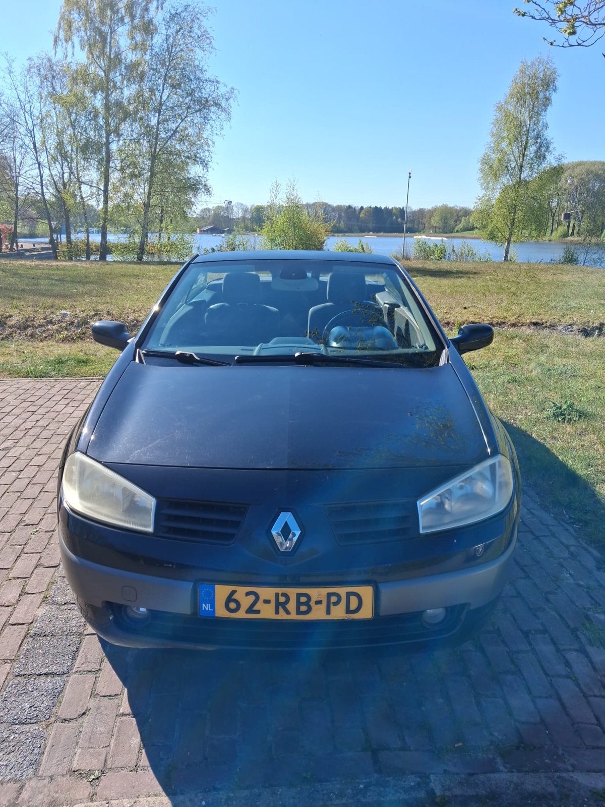 Renault Mégane 2.0 16V Autcom Cabrio 2005 Zwart, Auto's, Voorwielaandrijving, 1998 cc, Stof, 4 cilinders