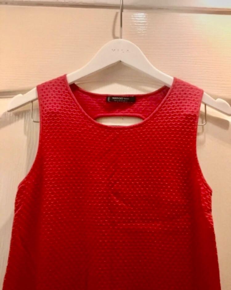 Mango rood jurk maat S / M stretch stof honingraat patroon, Mango, Ophalen of Verzenden, Zo goed als nieuw, Maat 36 (S)