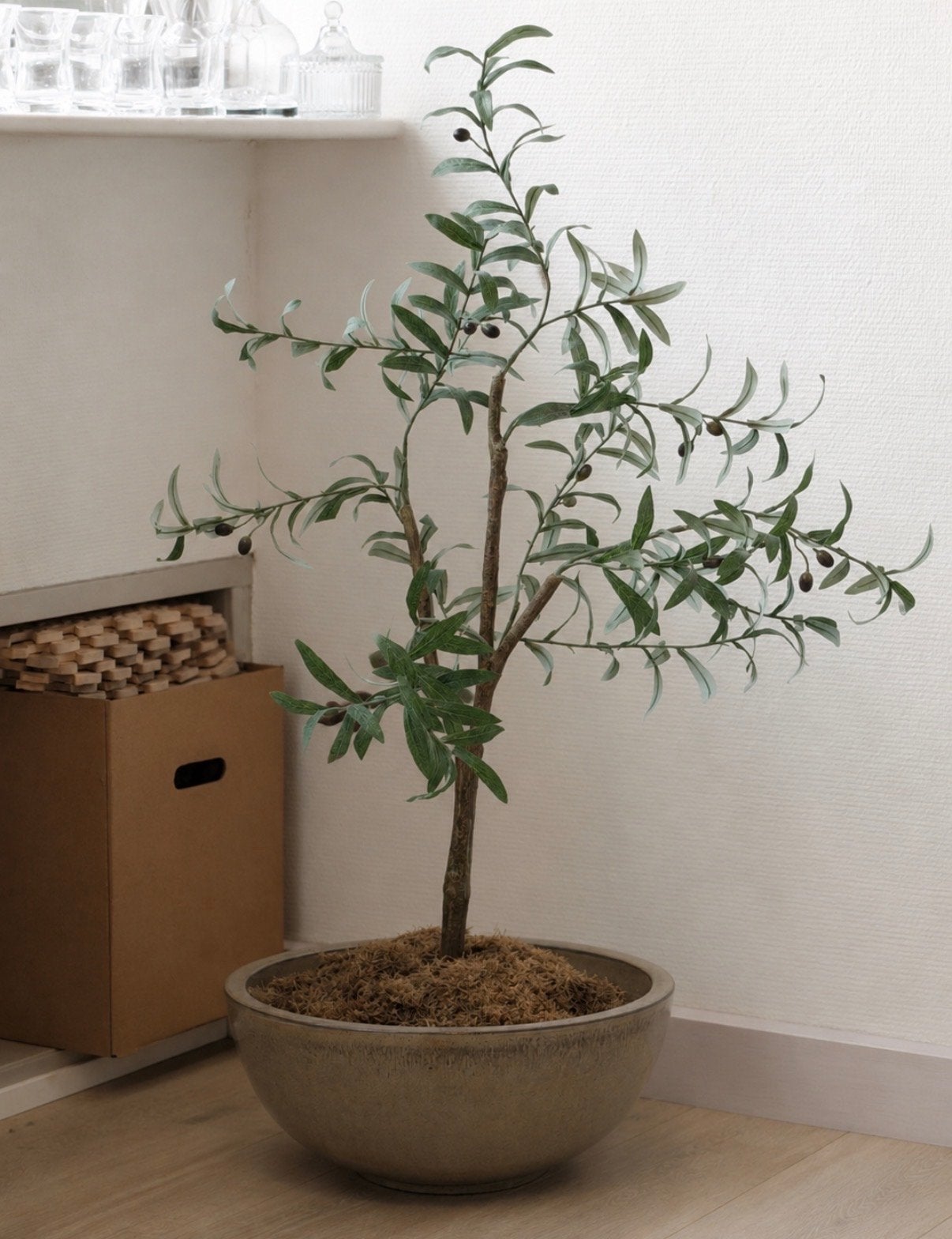 Kunst olijfboom - realistische mooie olive tree (excl. pot), Groen, Nieuw, Ophalen of Verzenden, Mediterraans