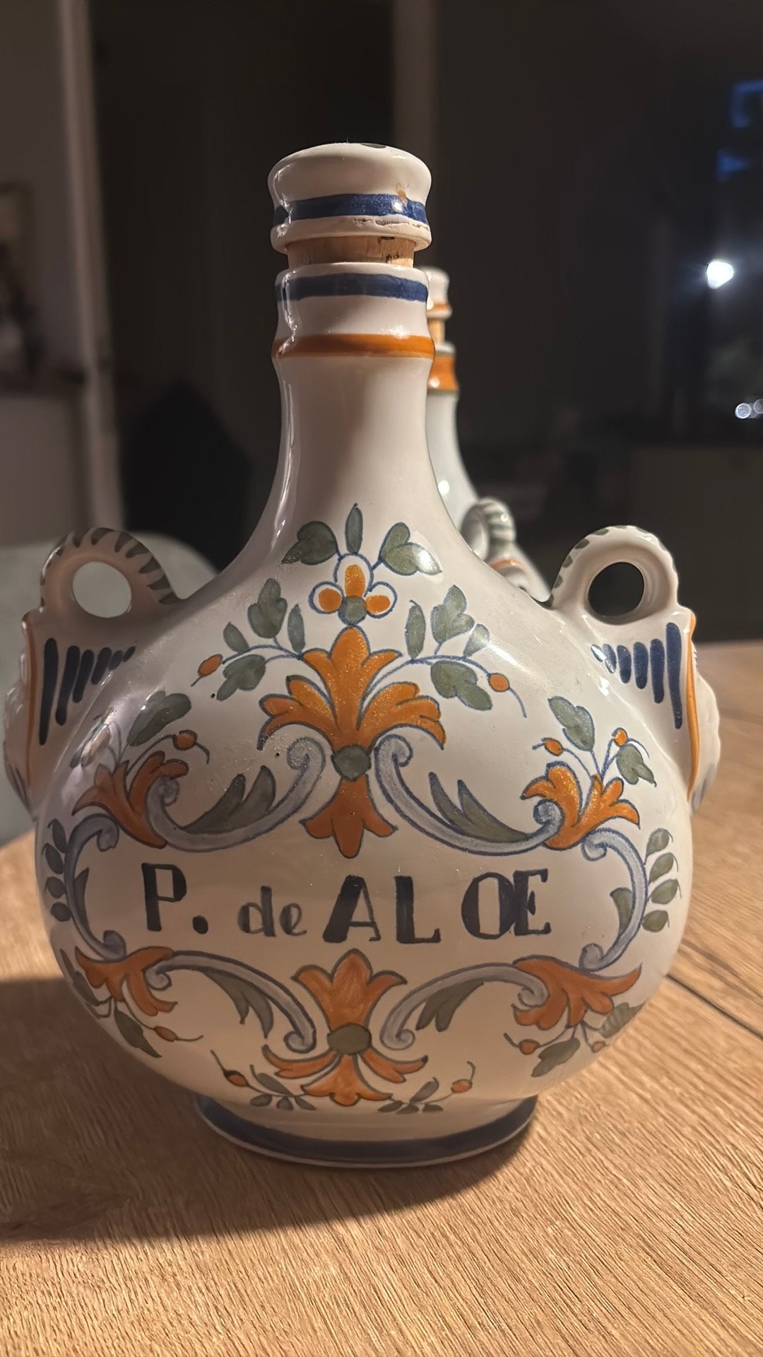 Keramische Pelgrimfles Apothekerspot met Mascaron handvatten, Antiek en Kunst, Ophalen