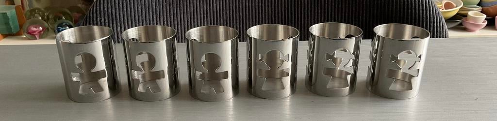 6x Alessi Girotondo servetringen man & vrouw; samen €30, Overige typen, Ophalen of Verzenden, Zo goed als nieuw, Metaal