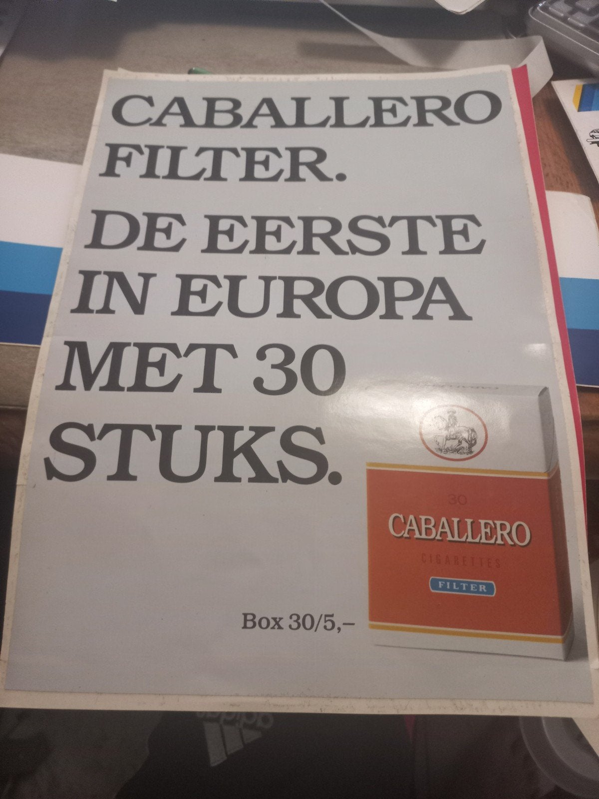 Vintage Caballero Filter Sigaretten Reclamesticker, Ophalen of Verzenden, Gebruikt, Overige typen