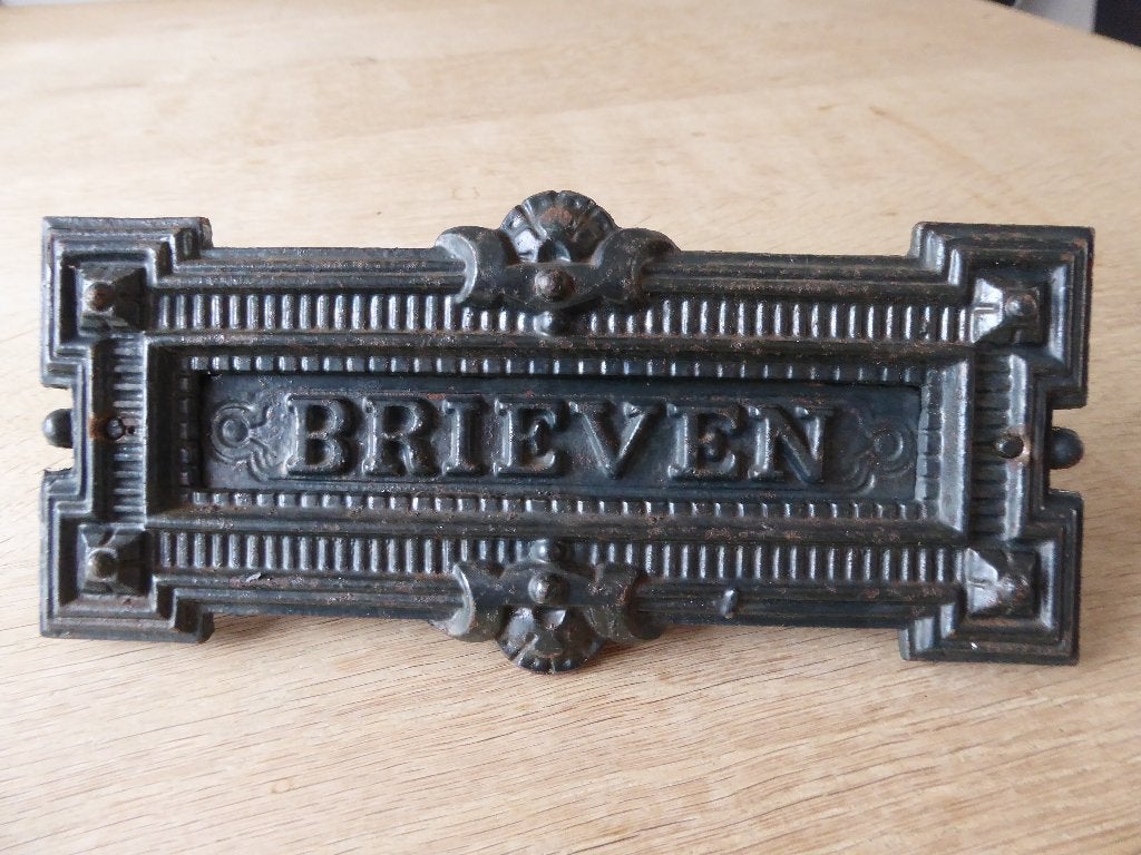 Art-Deco gietijzeren brievenbus, Brievenbusklep, Ophalen of Verzenden, Zo goed als nieuw, Inbouw