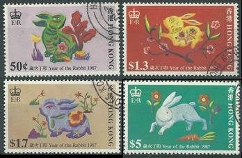 HONG-KONG 1987 Chinees Nieuwjaar v.d. Haas, Michel: 499-502,, Verzenden, Gestempeld, Oost-Azië