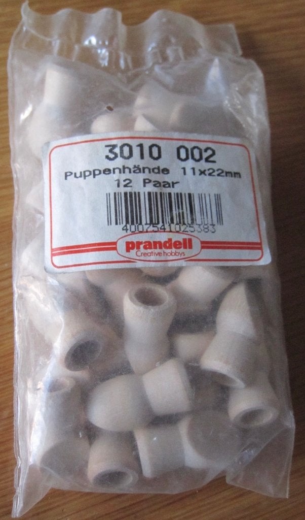 zakje met 12 paar poppenhandjes - nieuw, Overige thema's, Nieuw, Knutselmateriaal, Hout