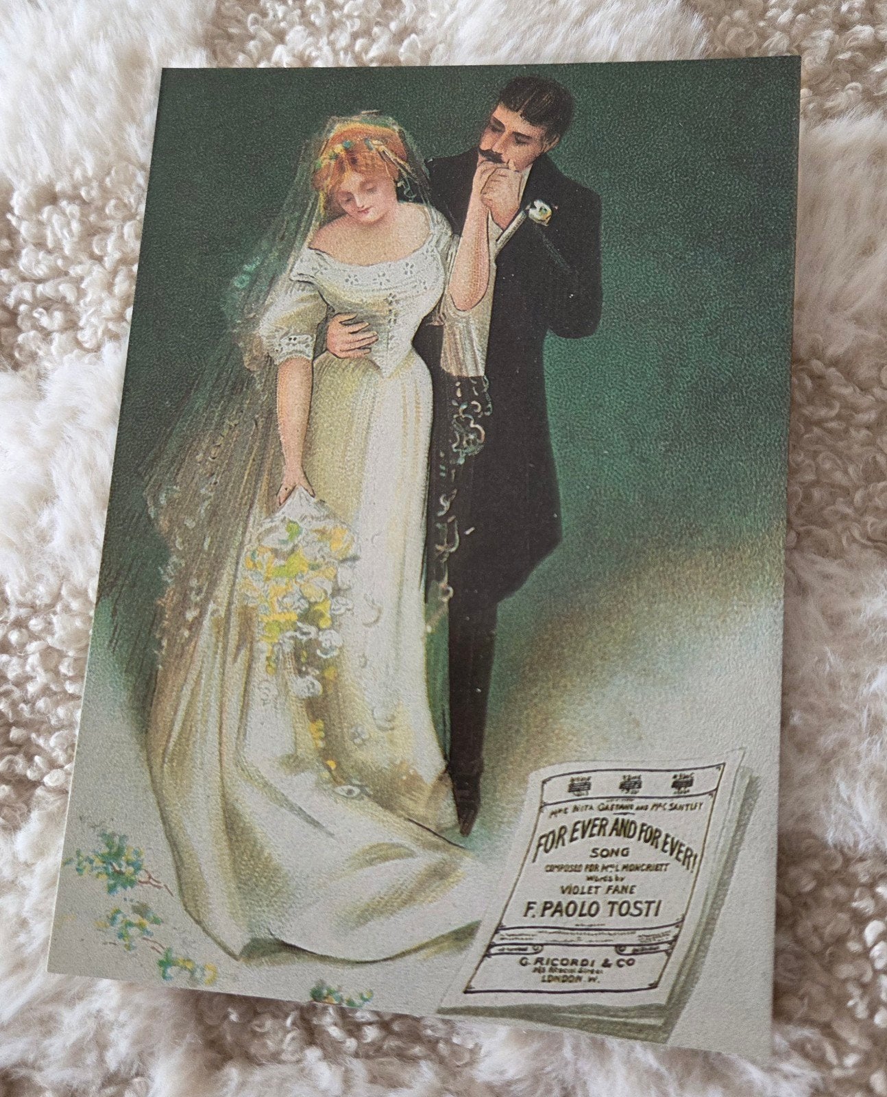 Vintage Ansichtkaart Bruidspaar - For Ever and Ever, Verzenden, 1980 tot heden, Ongelopen, Overige thema's