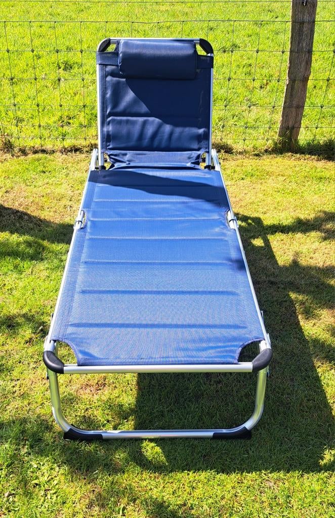Ligbed - Blauw - Inklapbaar & Verstelbaar - Aluminium, Tuin en Terras, Ligbedden, Ophalen, Nieuw, Aluminium, Verstelbaar