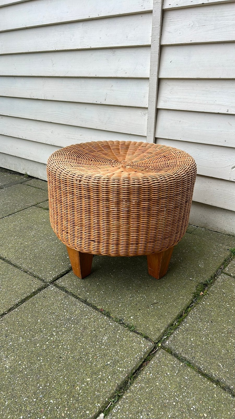 Krukje/poef rotan dia 48 hoogte 38 cm, Huis en Inrichting, Banken | Voetenbanken en Poefen, Ophalen, Zo goed als nieuw, Rond, Minder dan 50 cm