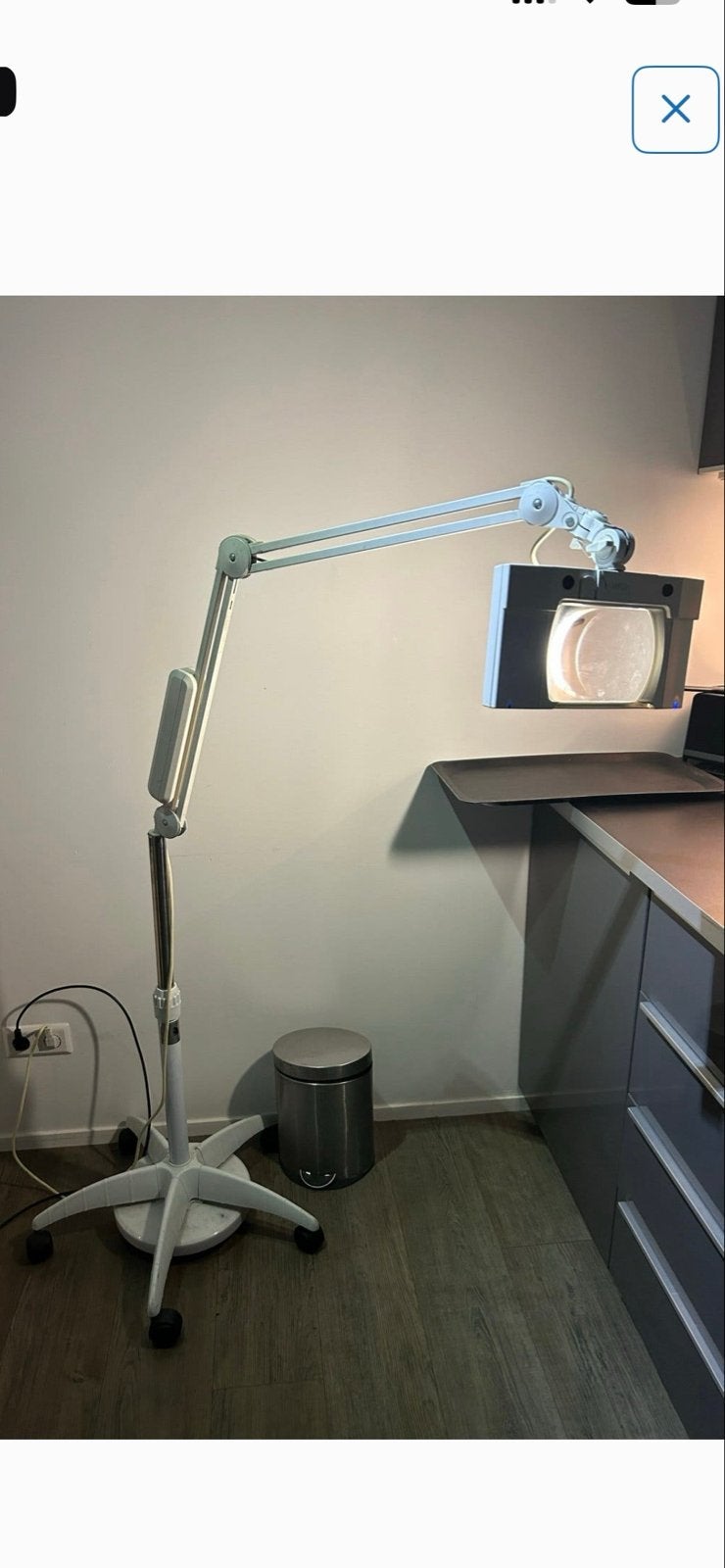 Verrijdbare Loeplamp met Helder Licht en Marmere Voet, Ophalen, Gebruikt, Loeplamp