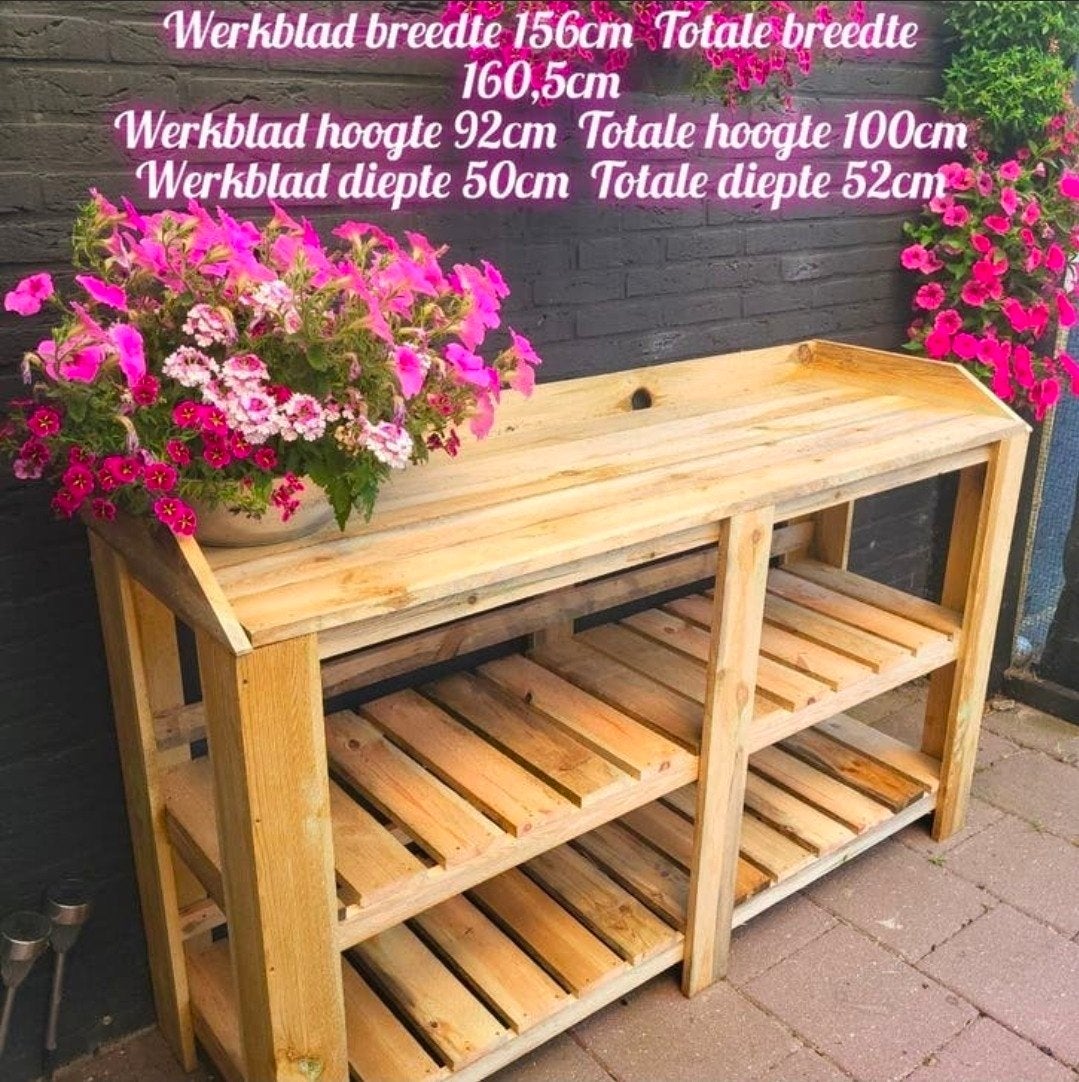 Oppottafel (eventueel op maat gemaakt), Tuin en Terras, Ophalen, Nieuw, Rechthoekig, Hout