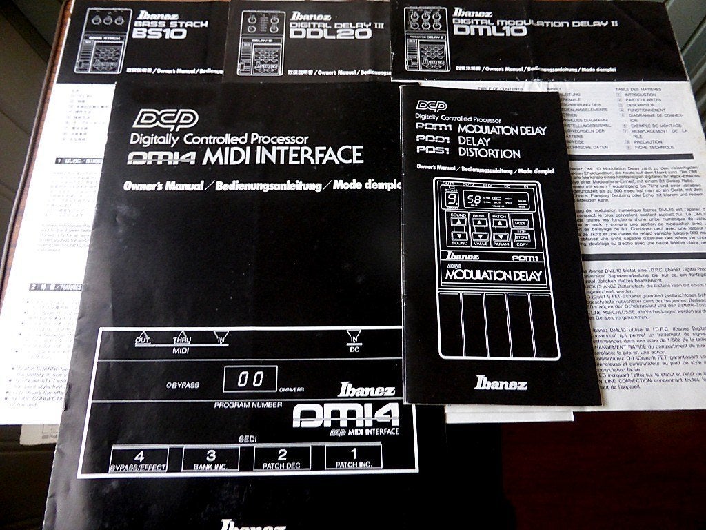 5 IBANEZ manuals: BS10, DDL20, DML10, DMI4, PDD1/PDM1/PDS1, Muziek en Instrumenten, Ophalen of Verzenden, Zo goed als nieuw, Delay of Echo