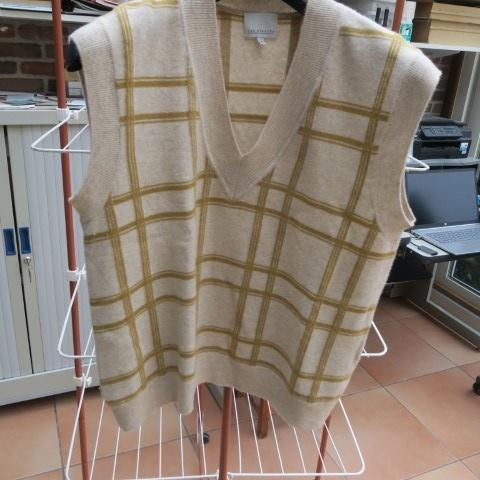 Debardeur nieuw beige ruit Rue blanche mt 4 (L), Kleding | Dames, Truien en Vesten, Beige, Maat 42/44 (L), Nieuw, Ophalen of Verzenden