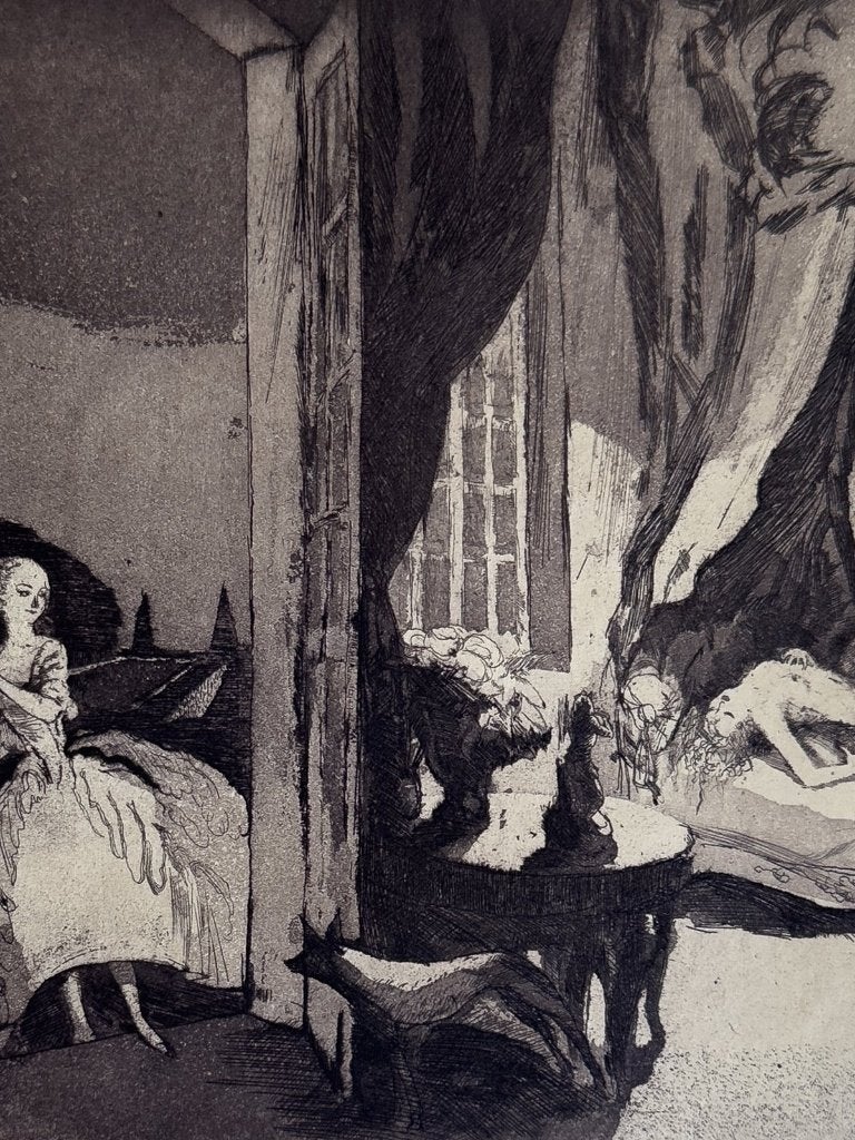 Originele ets van Henri Farge, 1925 – Voltaire, Risque, Antiek en Kunst, 40 cm, Blanco verso, Verzenden, Ets