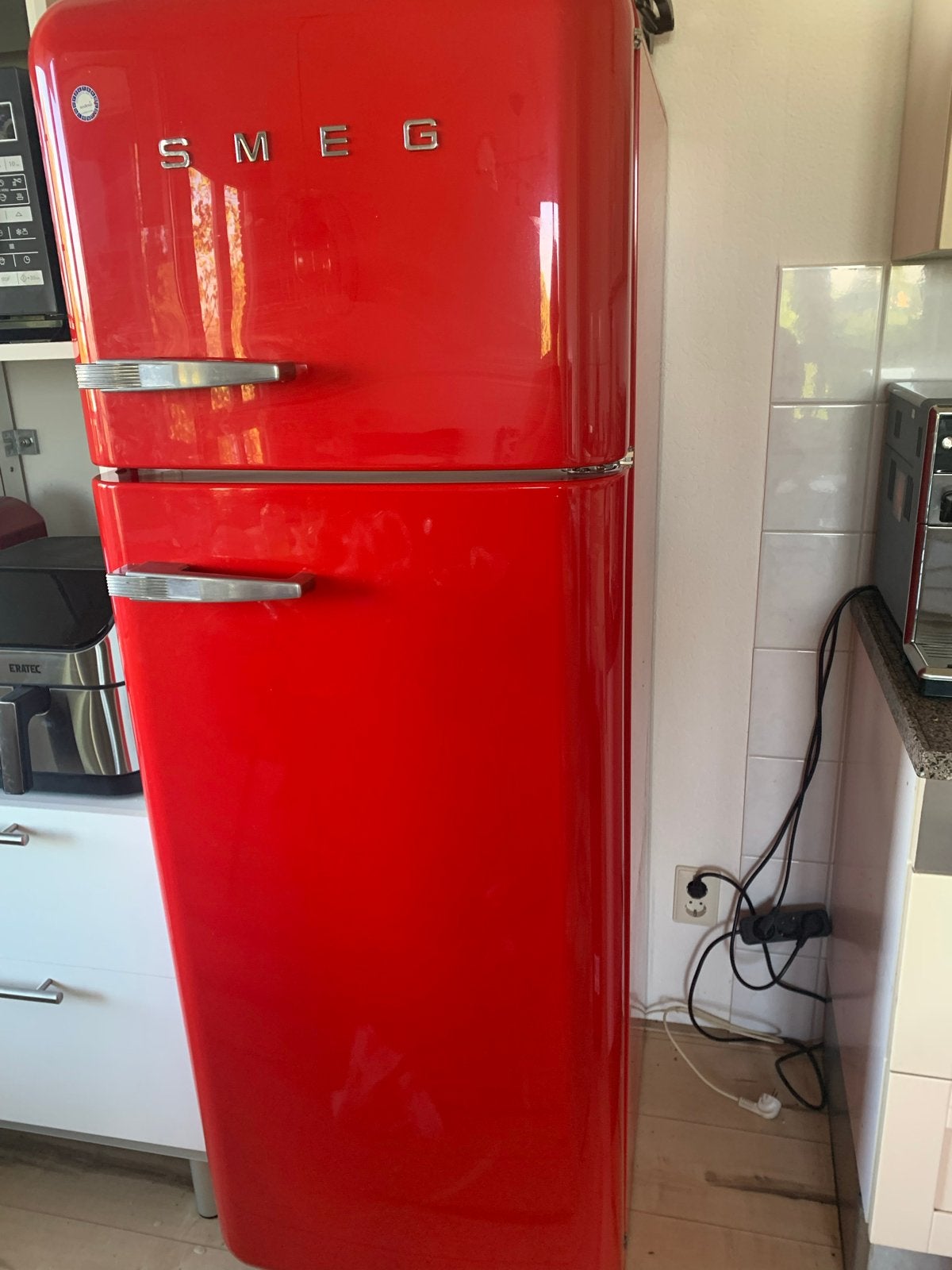 Smeg Koelvriescombinatie - Rood Retro Design, Ophalen, Gebruikt, 200 liter of meer, 60 cm of meer