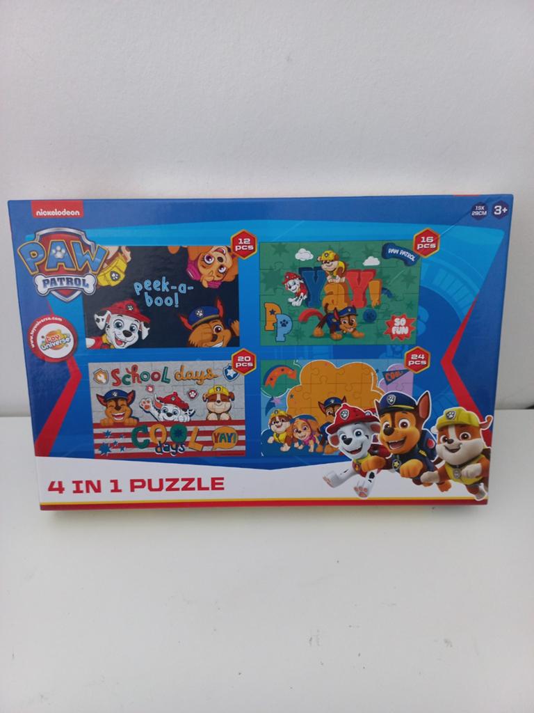 Paw Patrol- 4 in 1 puzzeldoos  (12,16,20,24) - Toy Universe, Ophalen of Verzenden, 10 tot 50 stukjes, Zo goed als nieuw, 2 tot 4 jaar