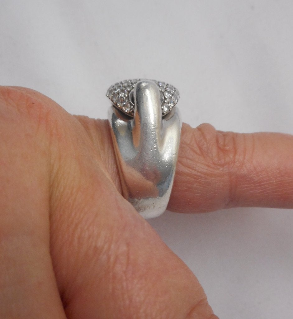 Zilveren massieve zeer zware ring met steentjes nr.311, Verzenden, Dame, Zilver, Zilver