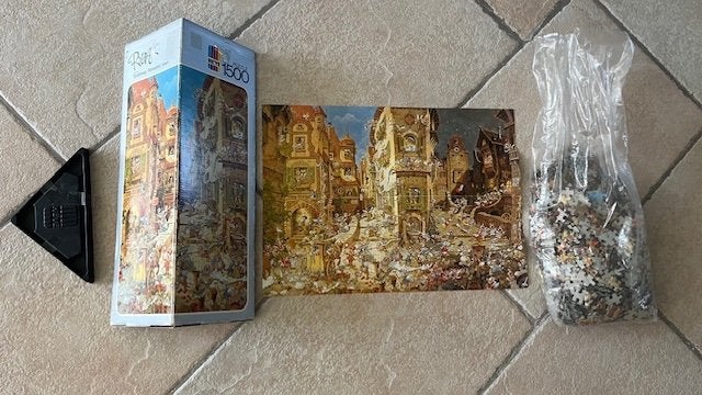 Heye puzzle, puzzel 1500 stuks Ryba: Spitzweg: Romantic town, Ophalen of Verzenden, 500 t/m 1500 stukjes, Gebruikt