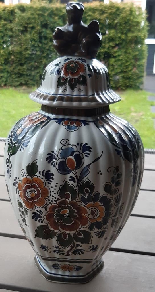 Delfts Blauw Aardewerk Dekselpot 450 Handgeschilderd, Ophalen of Verzenden