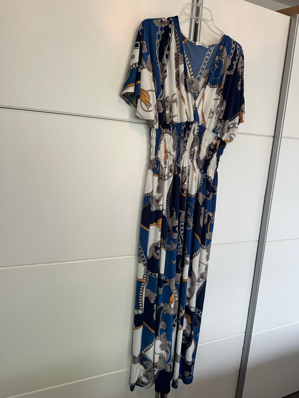 Zomerjurk met kettingprint - Ophalen, Maat 38/40 (M), Blauw, Ophalen of Verzenden, Zo goed als nieuw