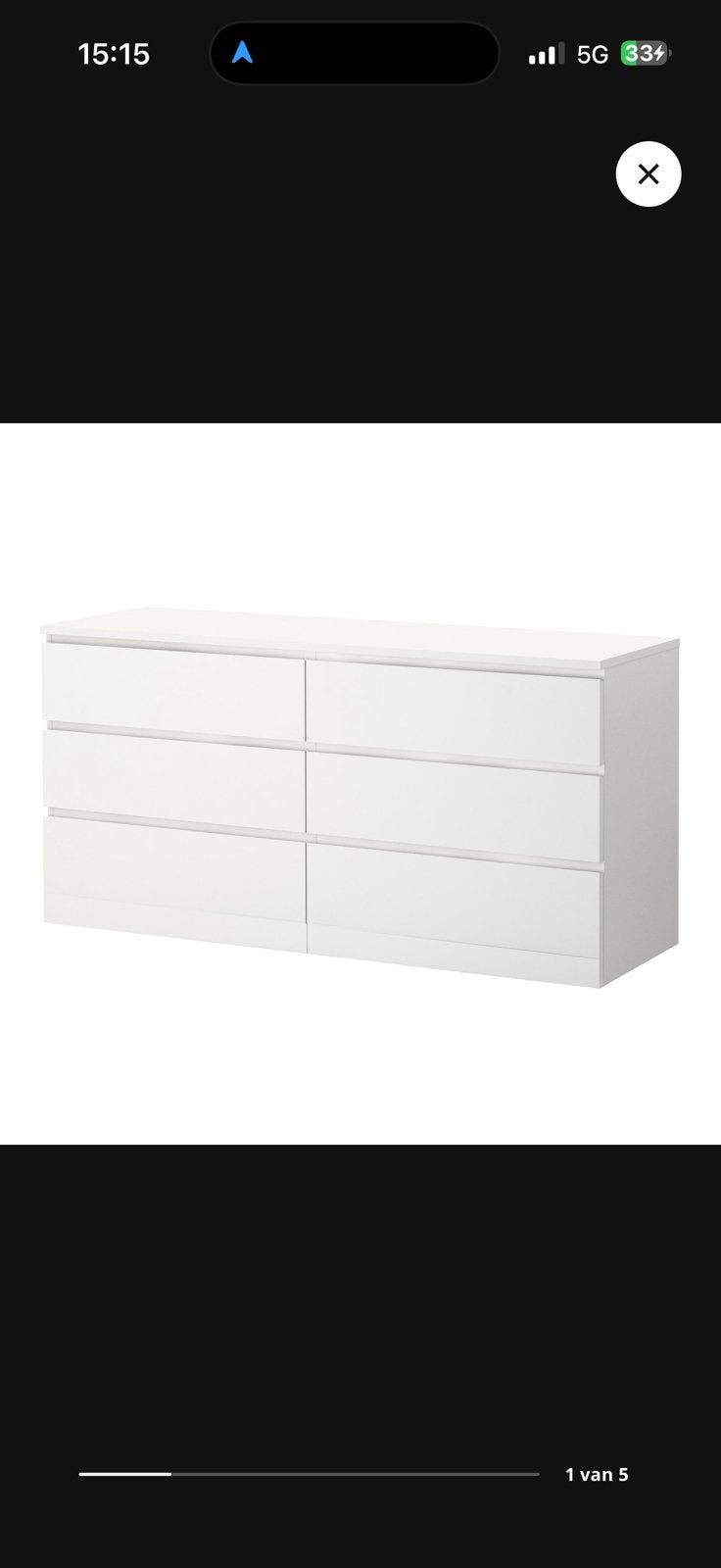 Nieuwe IKEA Malm ladekast 160x48x78 cm - Wegens emigratie, Huis en Inrichting, Ophalen, 5 laden of meer, 150 tot 200 cm, Zo goed als nieuw