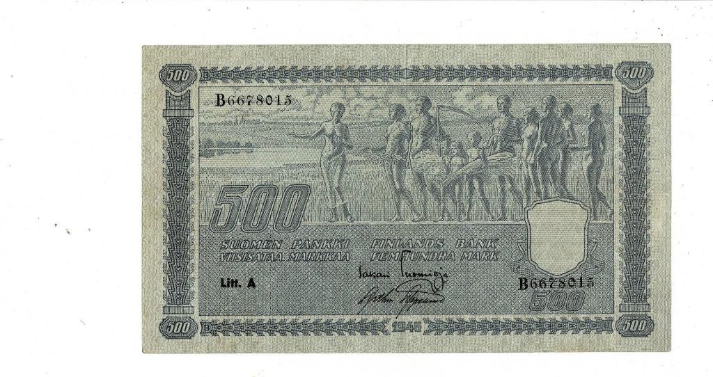 Finland,  500 markkaa 1945, Verzenden, Overige landen