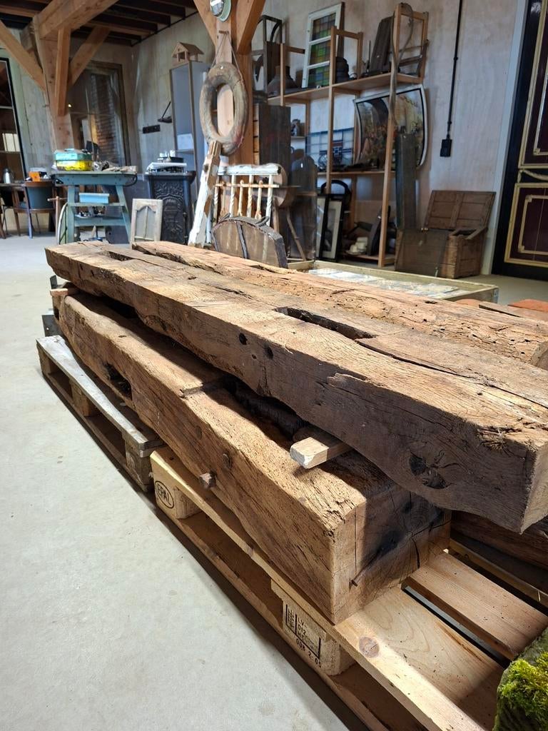 Mooie oude eiken gebintbalken voor balkmeubels, Doe-het-zelf en Verbouw, Hout en Planken, Gebruikt, Balk, Eiken, 300 cm of meer