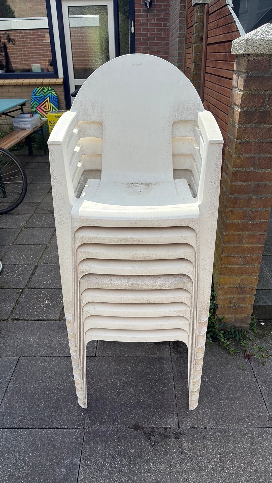 Gratis tuinstoelen wit, Tuin en Terras, Tuinstoelen, Ophalen of Verzenden, Gebruikt, Kunststof