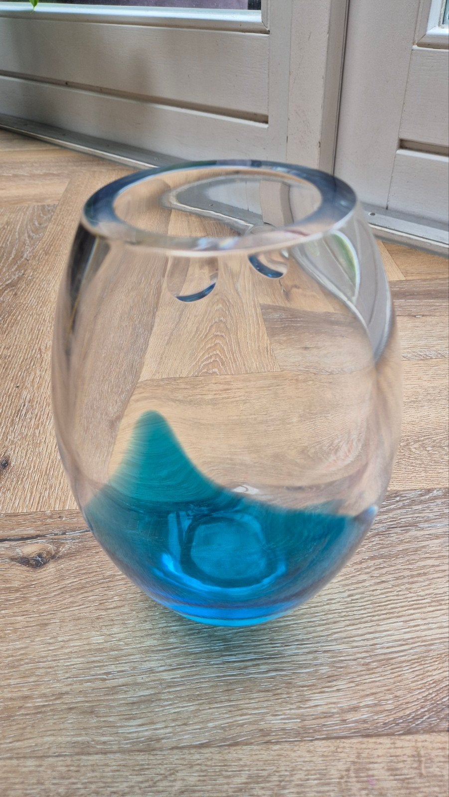 Royal Leerdam Crystal vaas met blauwe accenten, Ophalen of Verzenden
