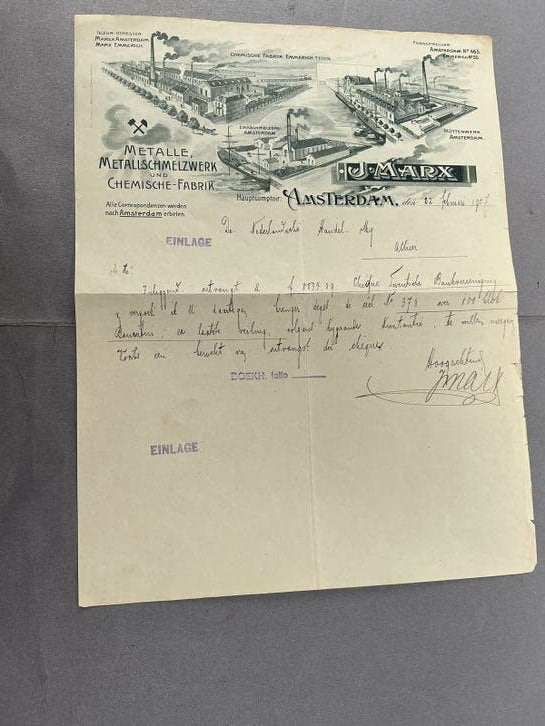 J. Marx Amsterdam 1907 oude brief, Verzenden