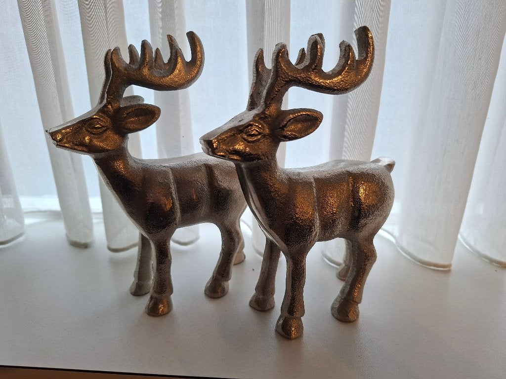 2 chromen herten beeldjes, Ophalen of Verzenden, Zo goed als nieuw, Dier