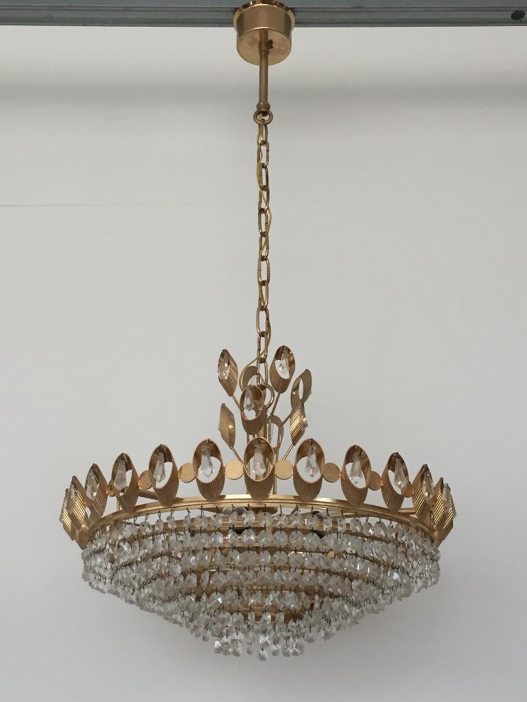 kroonluchters PalWa Massive goud kristal, Huis en Inrichting, Lampen | Kroonluchters, Ophalen, Glas, Gebruikt, West germany