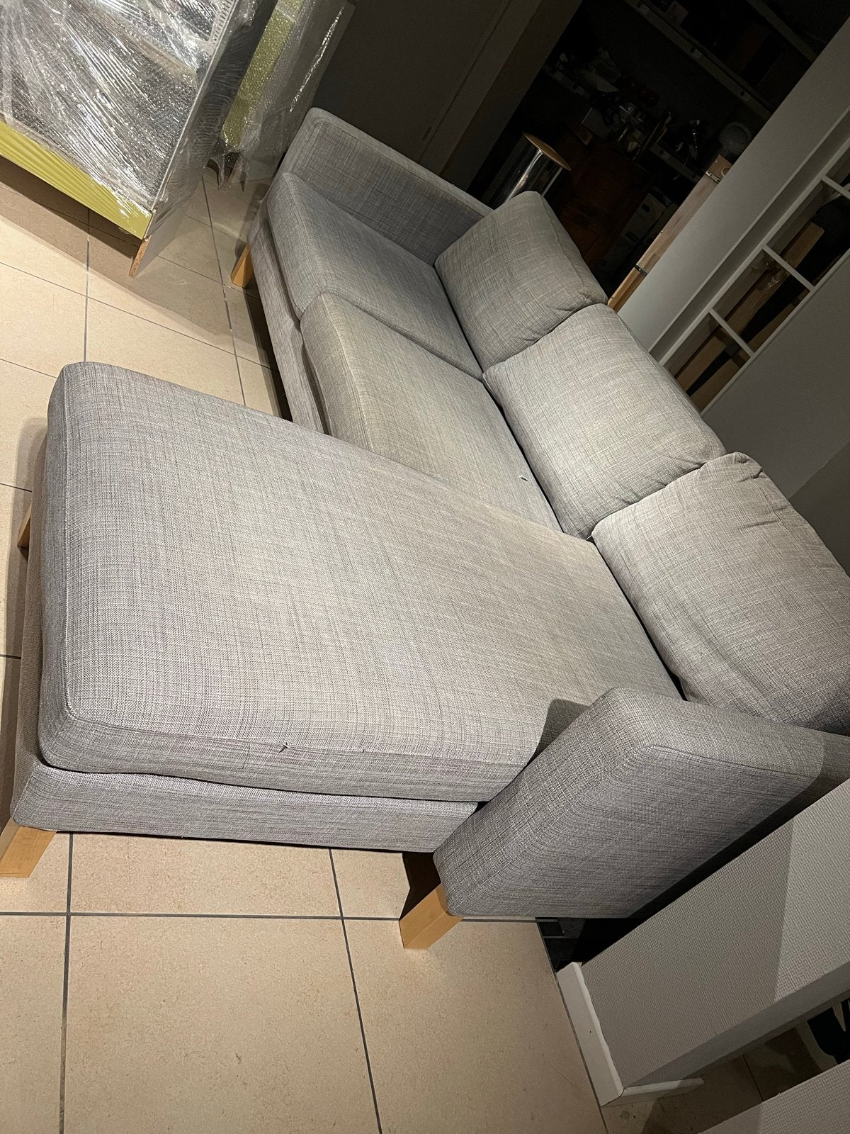 Grijze hoekbank met ligdeel - GRATIS!, Ophalen, Gebruikt, Hoekbank, 75 tot 100 cm