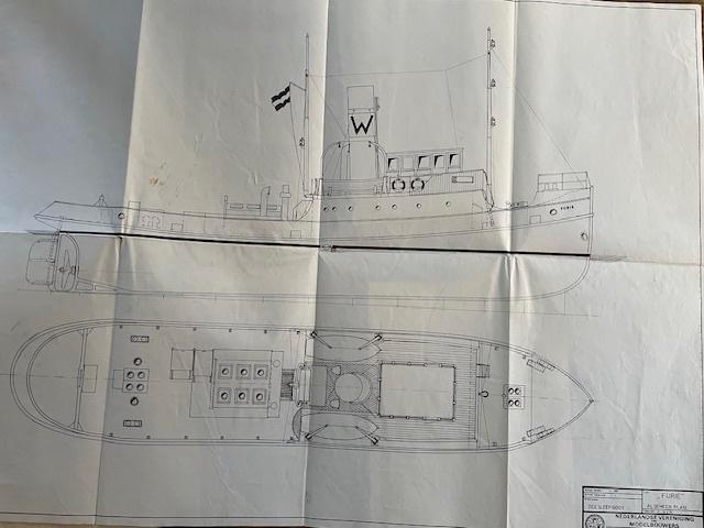 Modelbouw tekening van zeesleper "Fury", Hobby en Vrije tijd, Modelbouw | Boten en Schepen, Ophalen of Verzenden, Gebruikt, 1:50 tot 1:200
