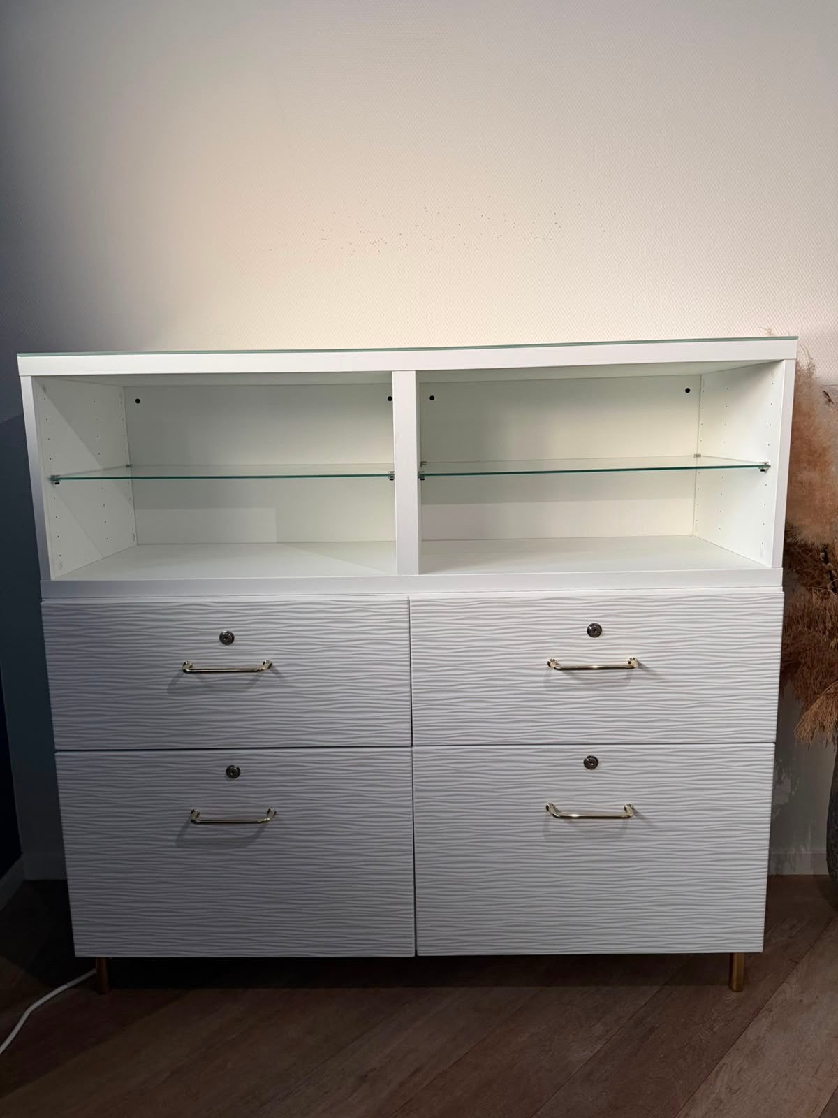 Laden kast met glazen platen, Ophalen, 100 tot 150 cm, 100 tot 150 cm, Zo goed als nieuw
