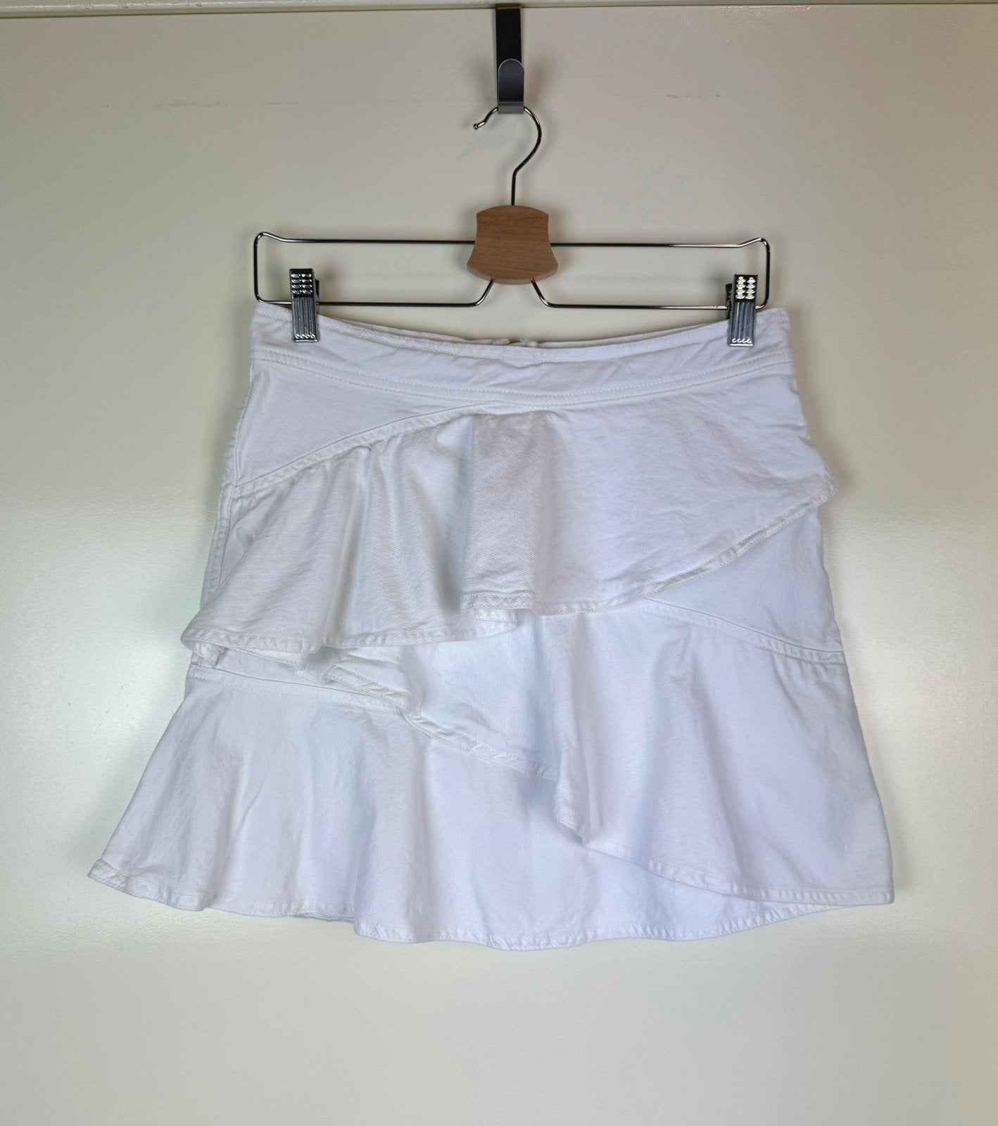 ISABEL MARANT Etoile Mini Denim Jeans Skirt White Boho M, Maat 38/40 (M), Wit, Ophalen of Verzenden, Zo goed als nieuw