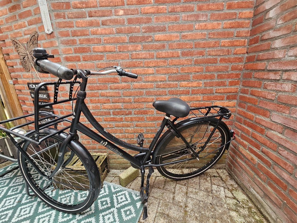 Cortina zwarte damesfiets, Terugtraprem, Gebruikt, (Extra) lage instap, 50 tot 53 cm